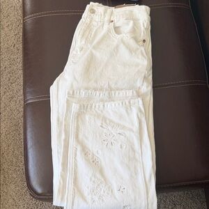 American Eagle Outfitters Cream Straight Leg Jeans